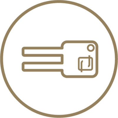 Secure fixtures under lock and key icon