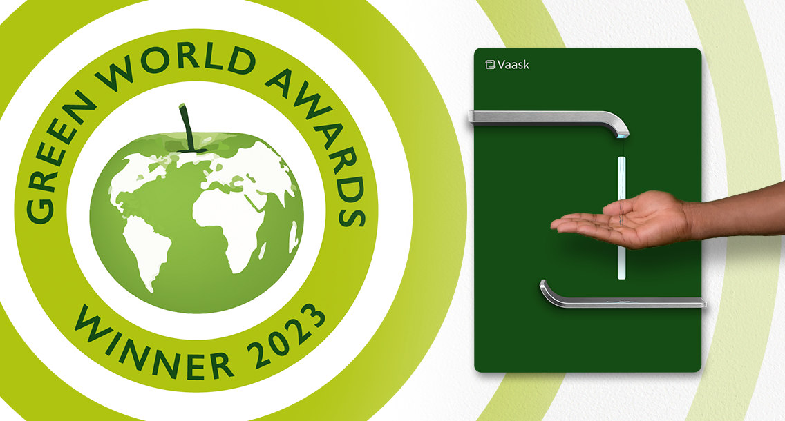 Green World Awards winner 2023 with Vaask sanitizing fixture